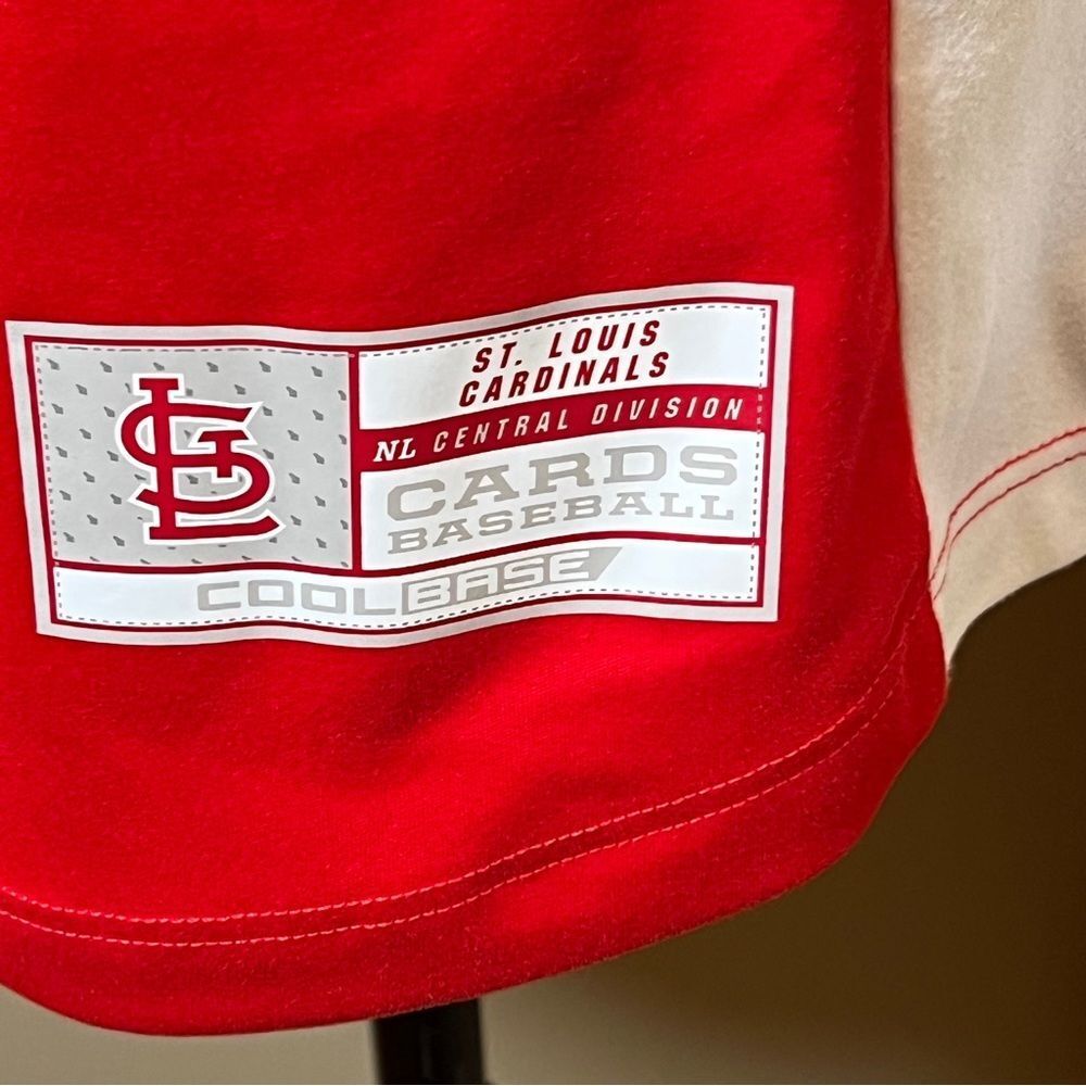 Majestic St. Louis Cardinals Red Navy White Jersey Top - Picture 5 of 11